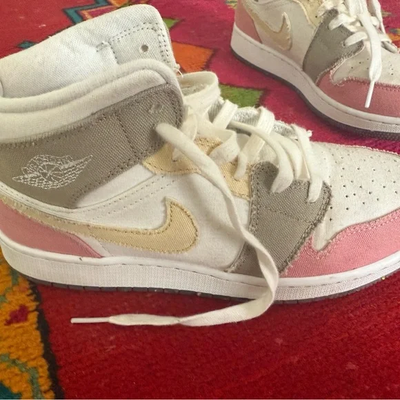 Pink and White High-Top Sneakers - Picture 3 of 4